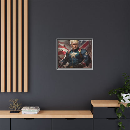 Donald Trump Patriotic Superhero Framed Canvas