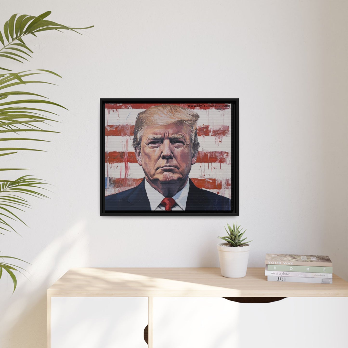Patriotic Framed Canvas Art - Donald Trump Portrait