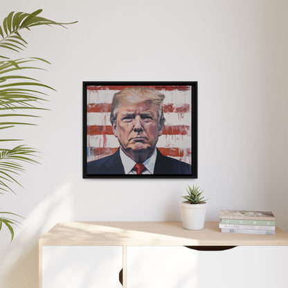 Patriotic Framed Canvas Art - Donald Trump Portrait