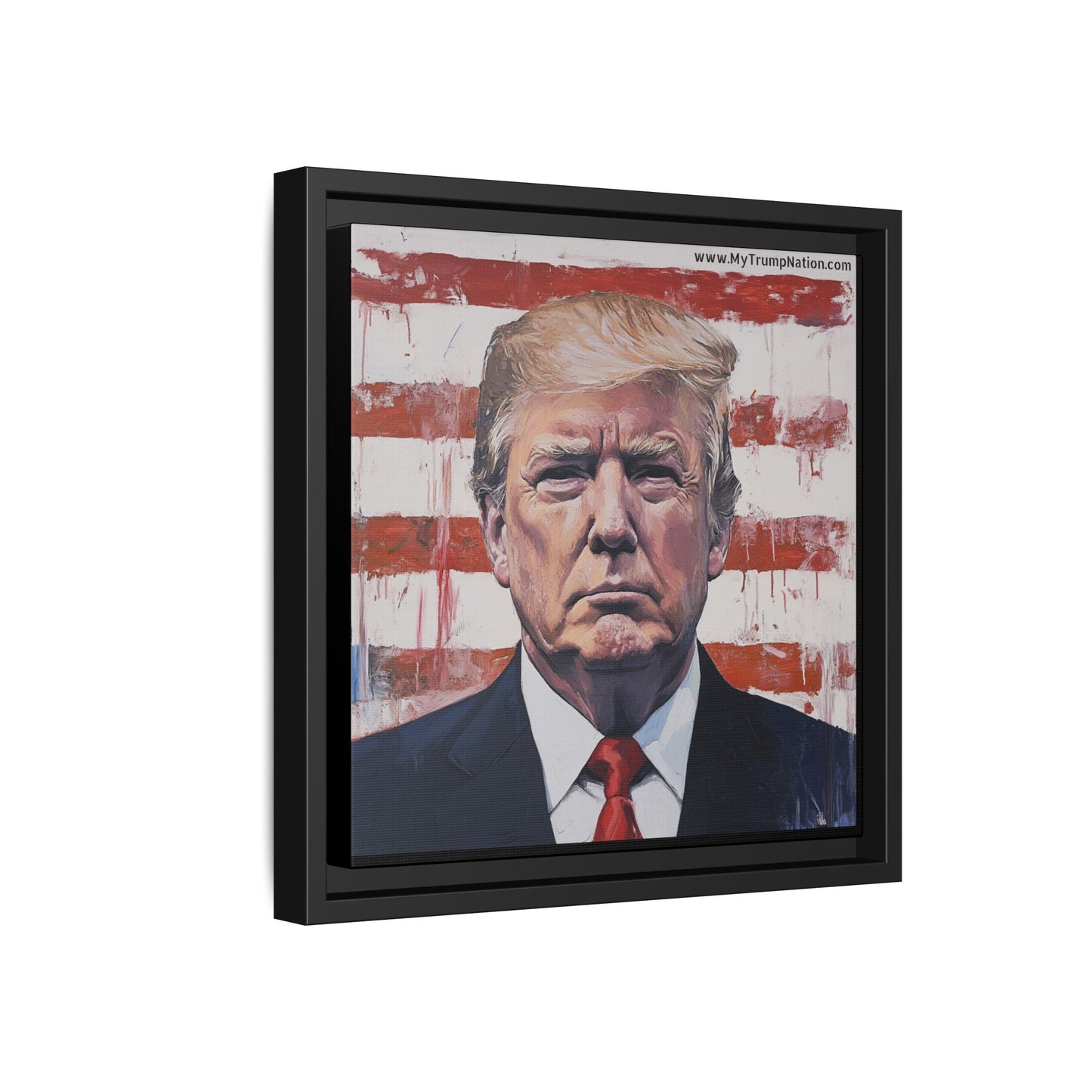 Patriotic Framed Canvas Art - Donald Trump Portrait