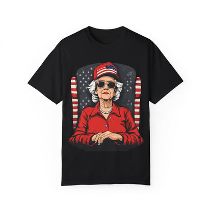 Patriotic Grandma T-Shirt - Unisex Garment-Dyed Tee for Independence Day