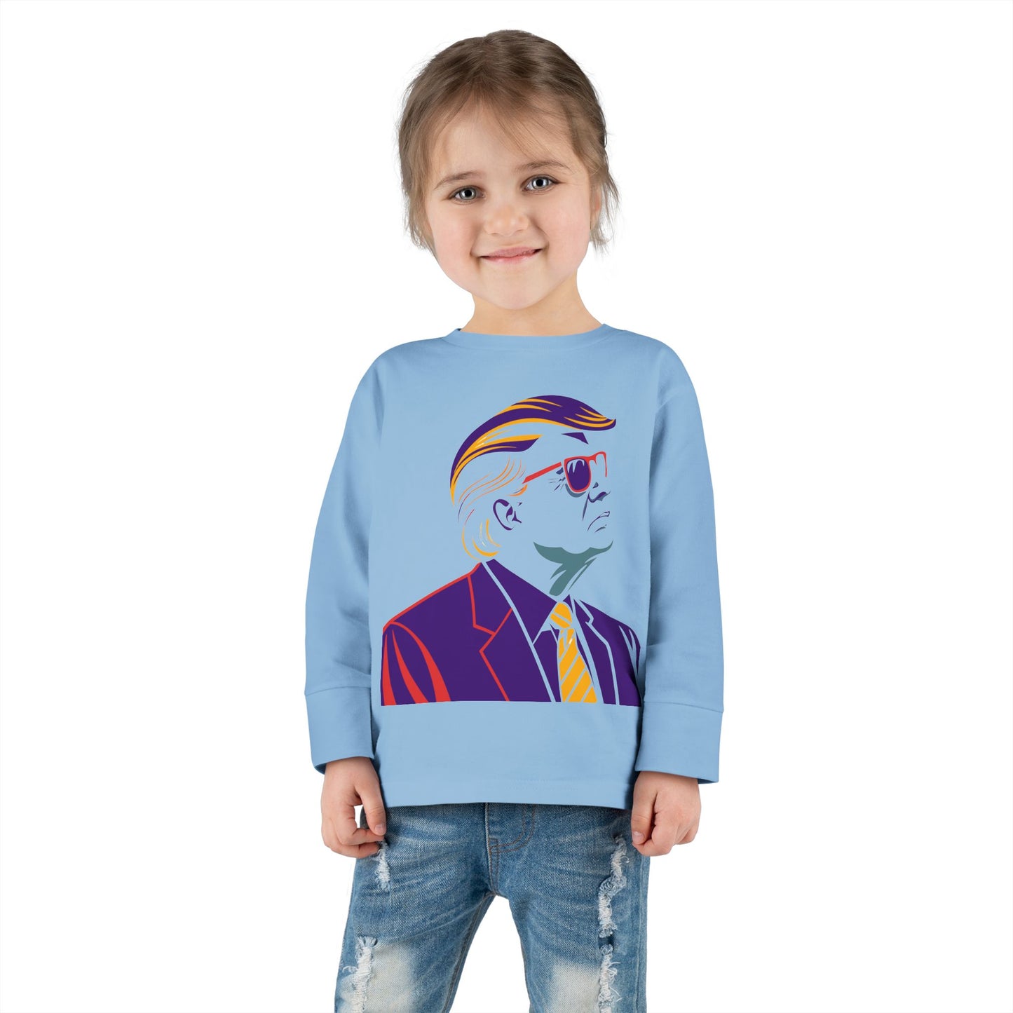 Toddler Long Sleeve Tee - Cool Political Kids Shirt with Sunglasses Design