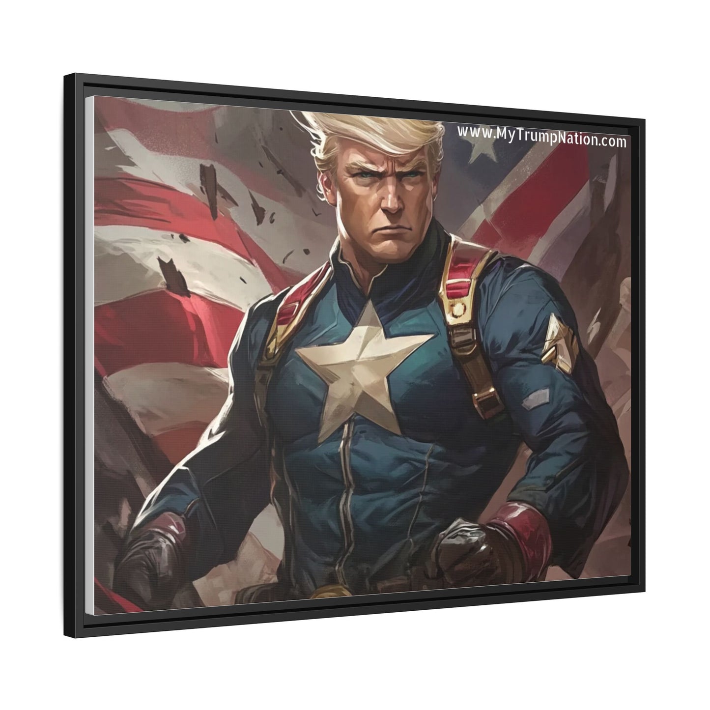 Donald Trump Patriotic Superhero Framed Canvas