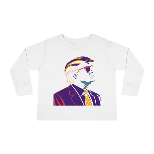 Toddler Long Sleeve Tee - Cool Political Kids Shirt with Sunglasses Design
