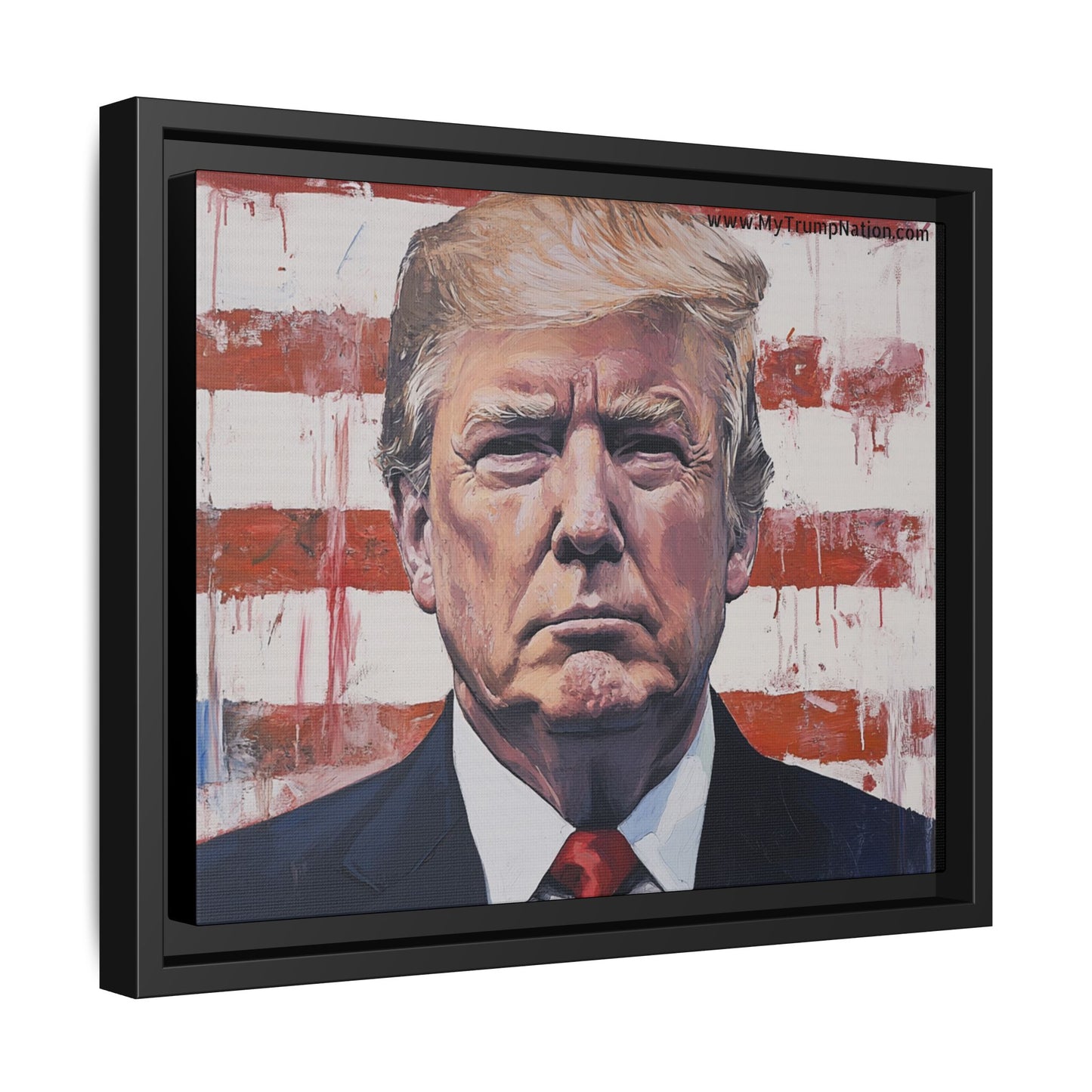Patriotic Framed Canvas Art - Donald Trump Portrait