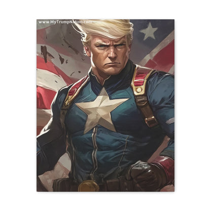 Donald Trump Patriotic Superhero Canvas Art
