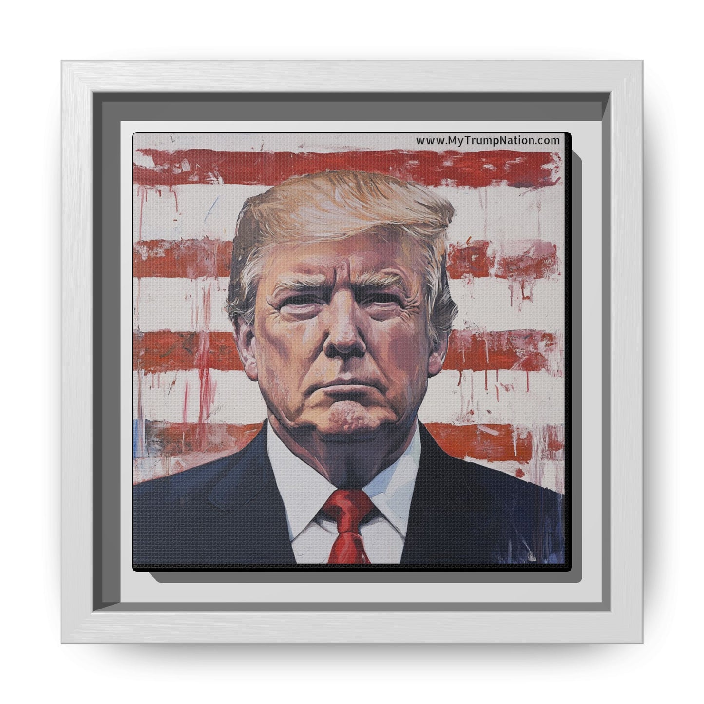 Patriotic Framed Canvas Art - Donald Trump Portrait