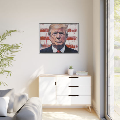 Patriotic Framed Canvas Art - Donald Trump Portrait