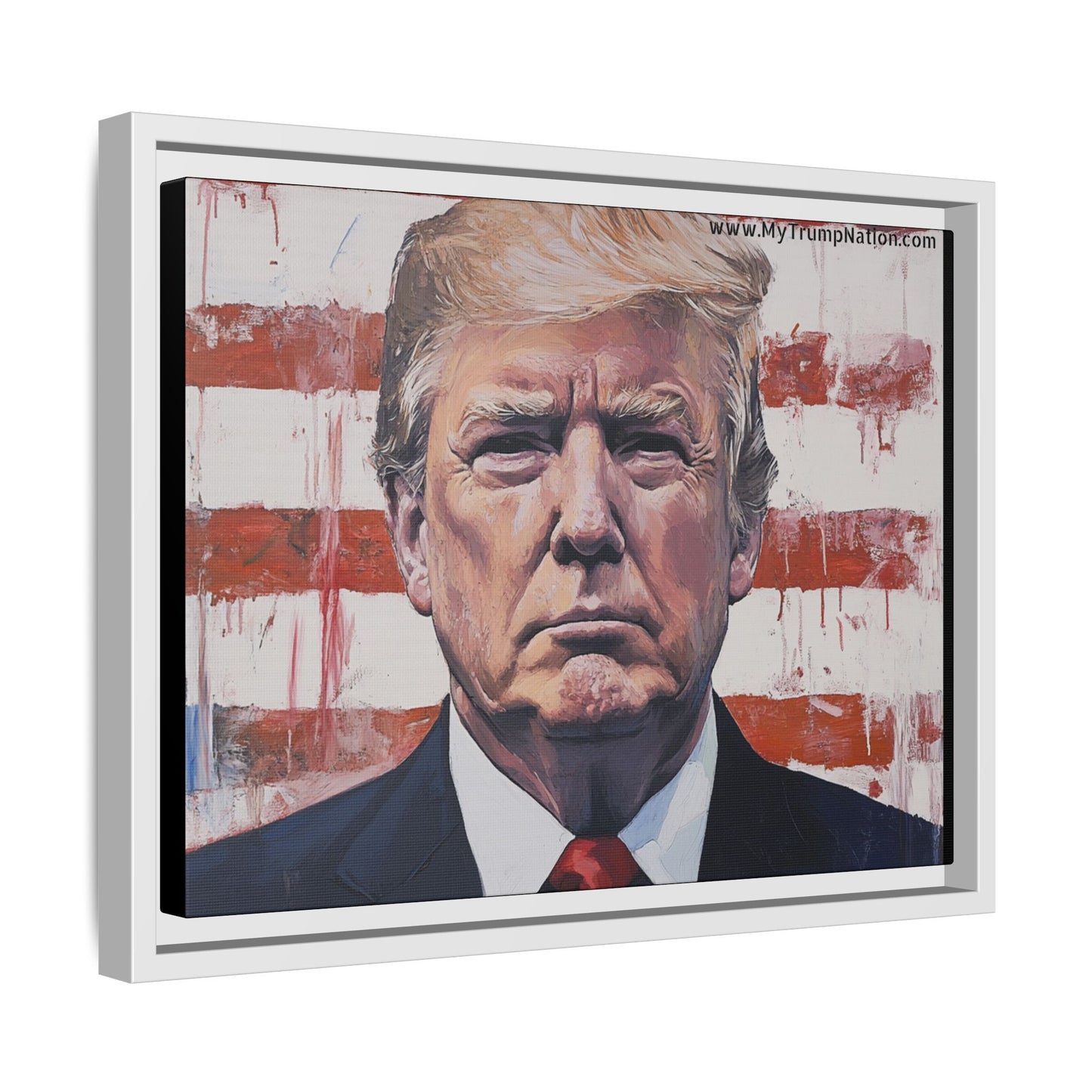 Patriotic Framed Canvas Art - Donald Trump Portrait