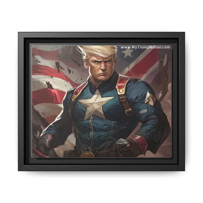 Donald Trump Patriotic Superhero Framed Canvas