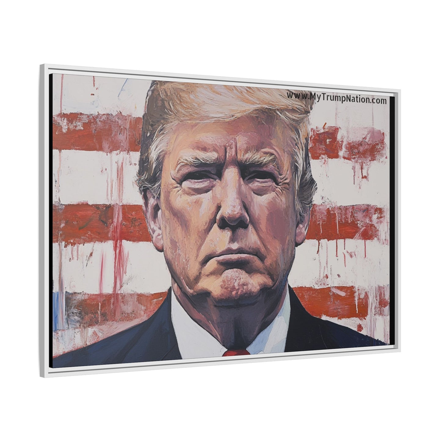Patriotic Framed Canvas Art - Donald Trump Portrait