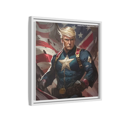 Donald Trump Patriotic Superhero Framed Canvas