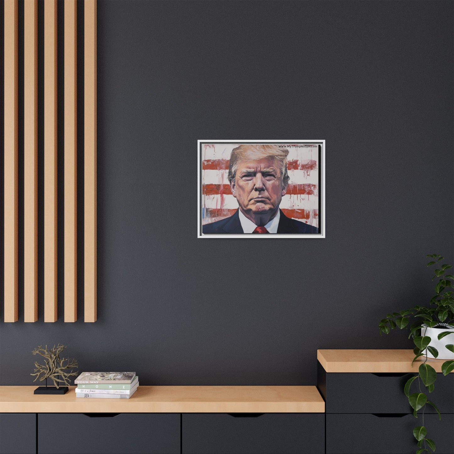 Patriotic Framed Canvas Art - Donald Trump Portrait