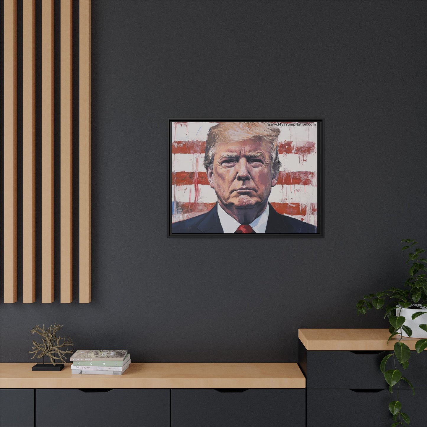 Patriotic Framed Canvas Art - Donald Trump Portrait