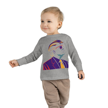 Toddler Long Sleeve Tee - Cool Political Kids Shirt with Sunglasses Design
