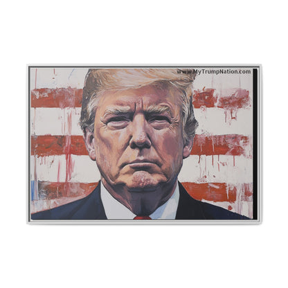 Patriotic Framed Canvas Art - Donald Trump Portrait