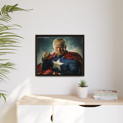 Donald Trump Patriotic Superhero Framed Canvas