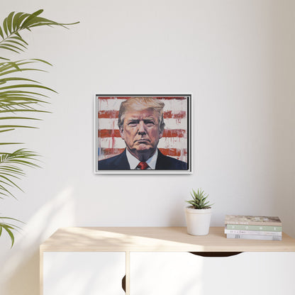 Patriotic Framed Canvas Art - Donald Trump Portrait
