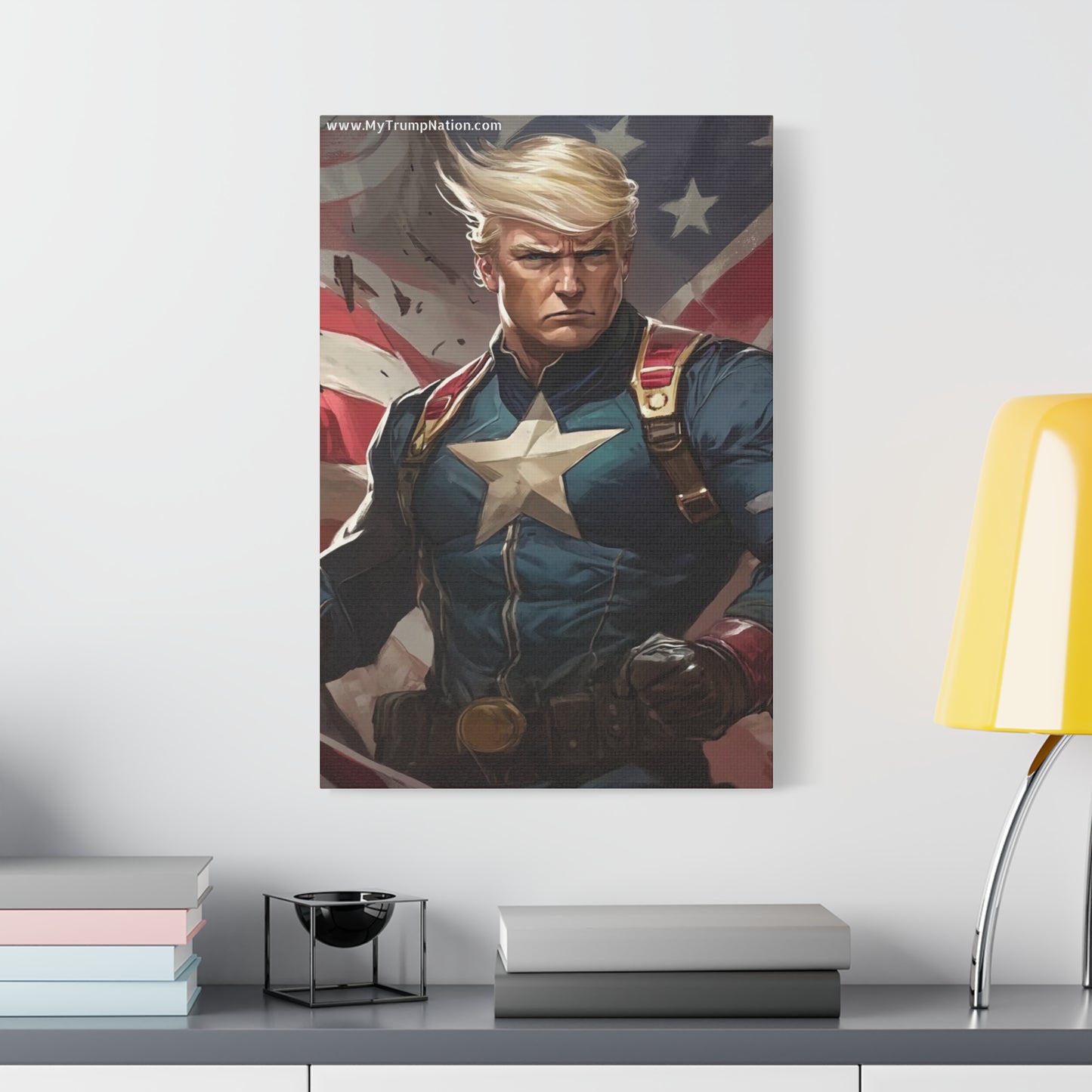 Donald Trump Patriotic Superhero Canvas Art
