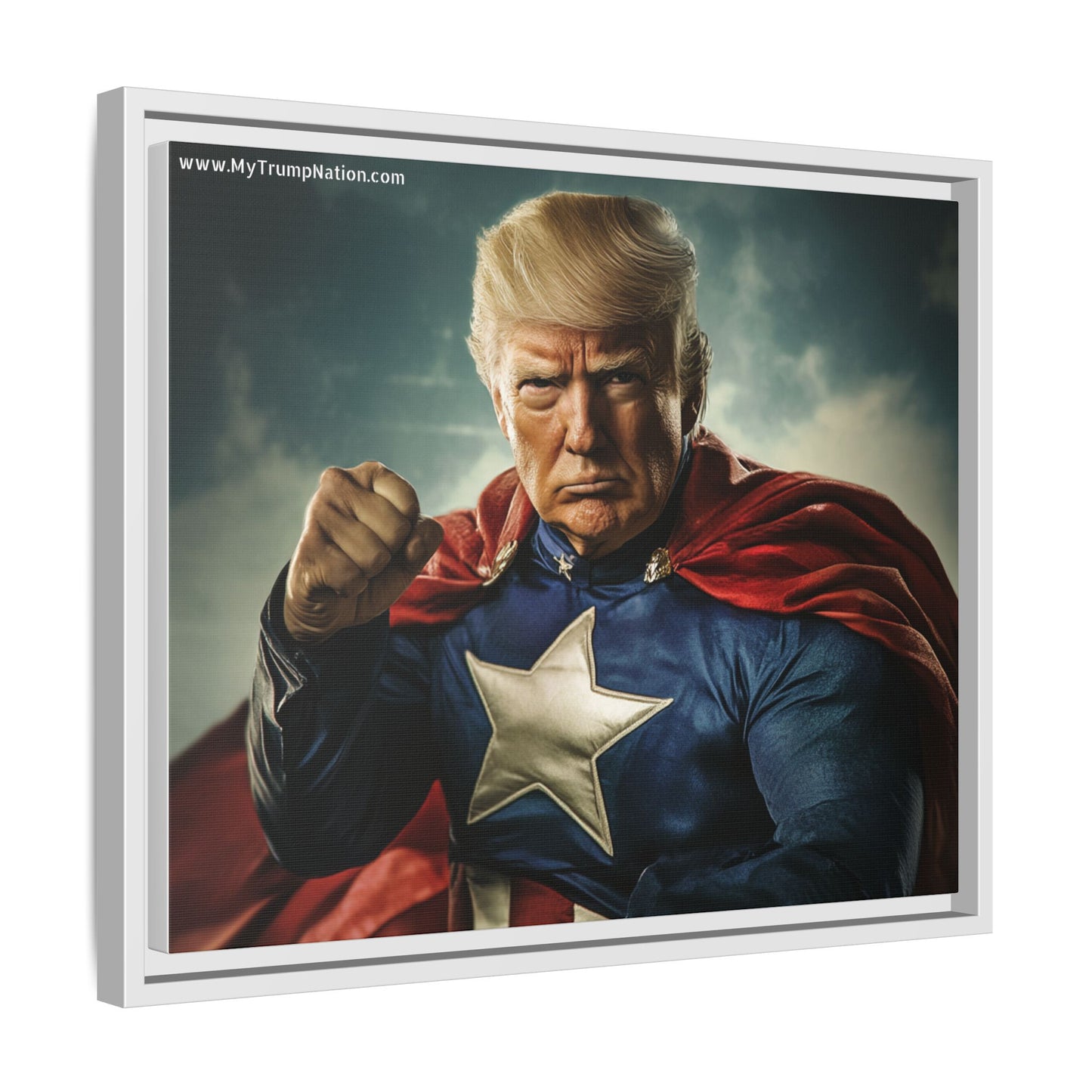 Donald Trump Patriotic Superhero Framed Canvas