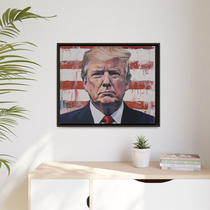 Patriotic Framed Canvas Art - Donald Trump Portrait