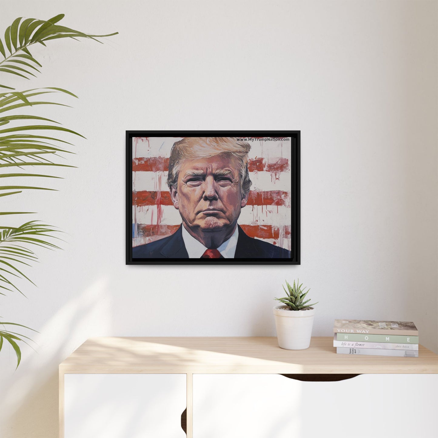 Patriotic Framed Canvas Art - Donald Trump Portrait