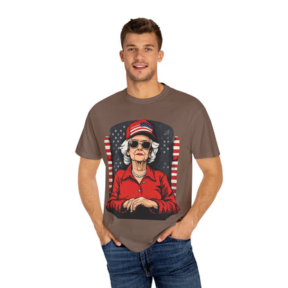 Patriotic Grandma T-Shirt - Unisex Garment-Dyed Tee for Independence Day