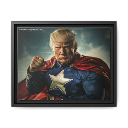 Donald Trump Patriotic Superhero Framed Canvas