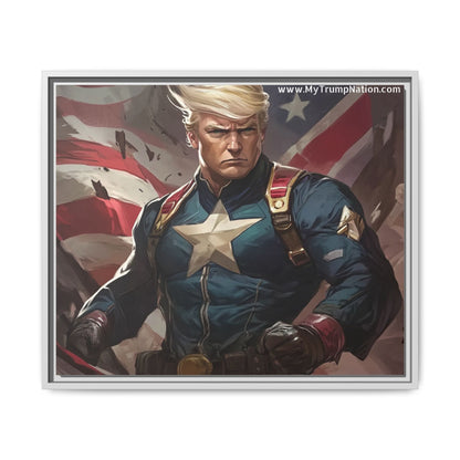 Donald Trump Patriotic Superhero Framed Canvas