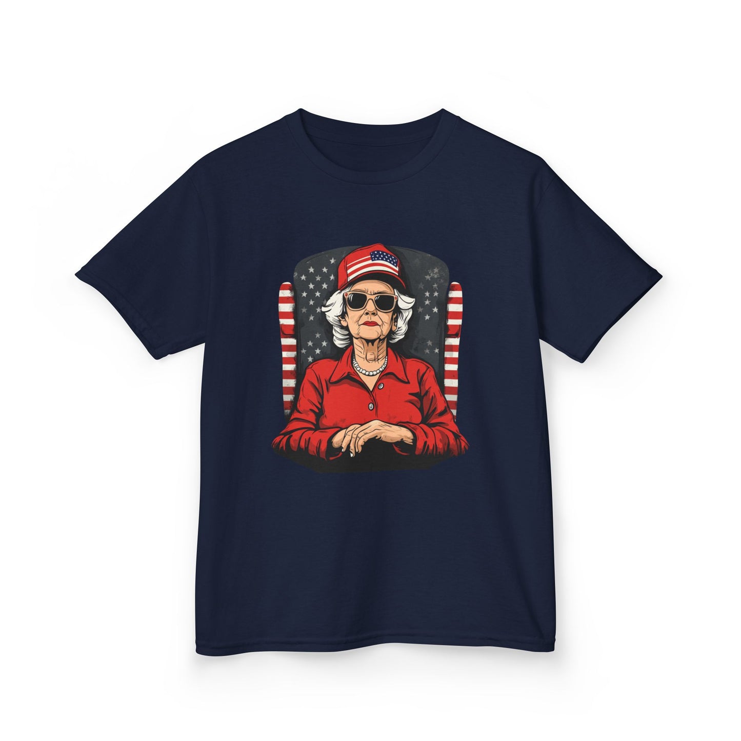 Patriotic Grandma Kids Heavy Cotton™ Tee - Fun Retro Style for Fourth of July Celebrations