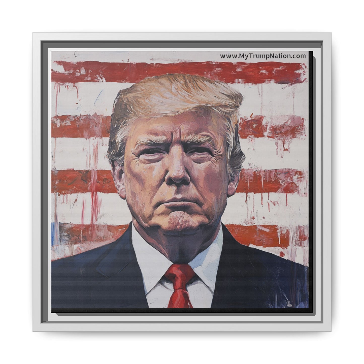 Patriotic Framed Canvas Art - Donald Trump Portrait