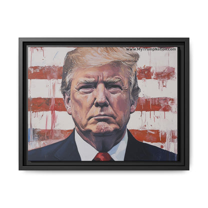 Patriotic Framed Canvas Art - Donald Trump Portrait