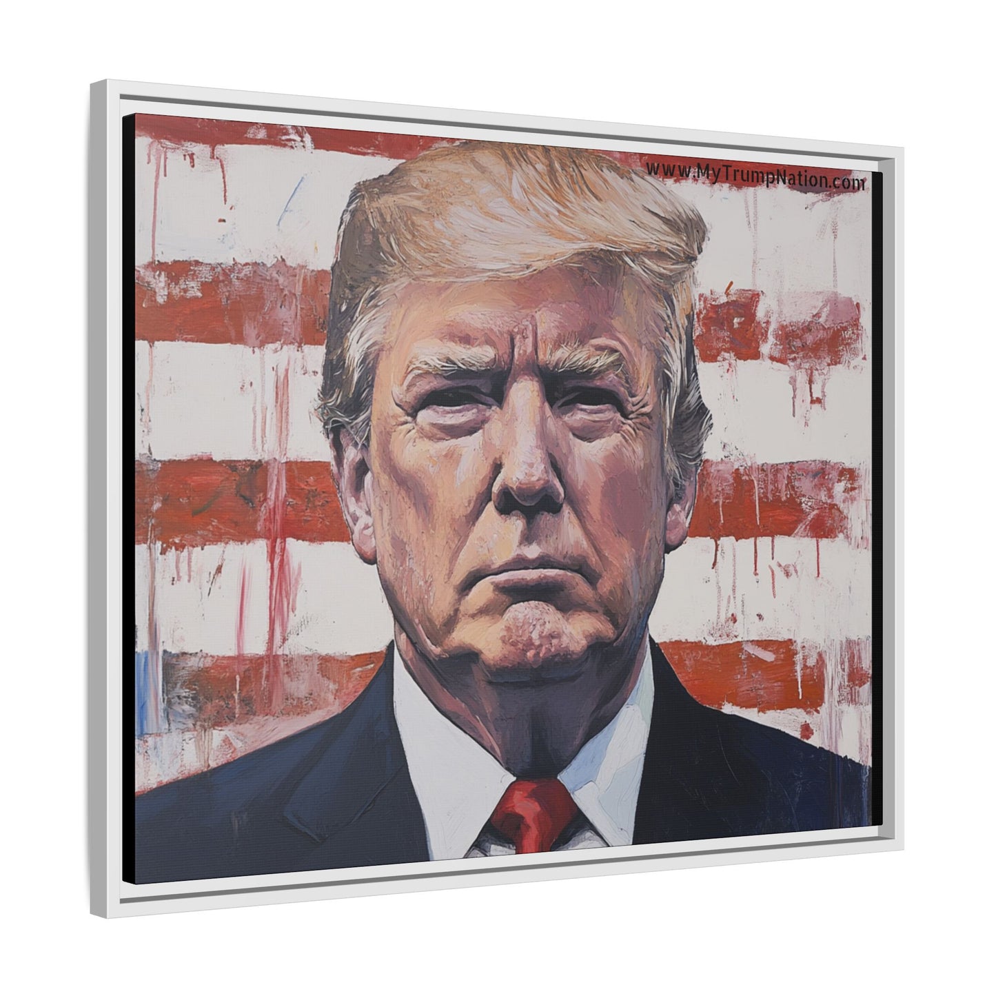 Patriotic Framed Canvas Art - Donald Trump Portrait