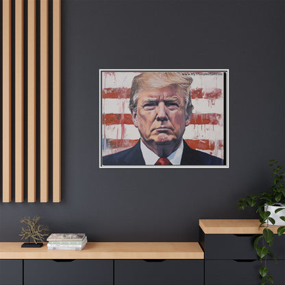 Patriotic Framed Canvas Art - Donald Trump Portrait