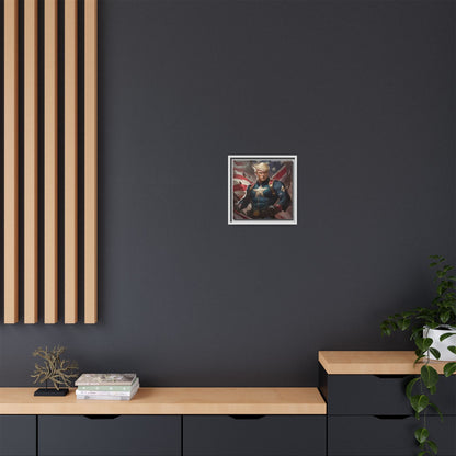 Donald Trump Patriotic Superhero Framed Canvas
