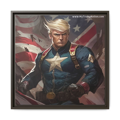 Donald Trump Patriotic Superhero Framed Canvas