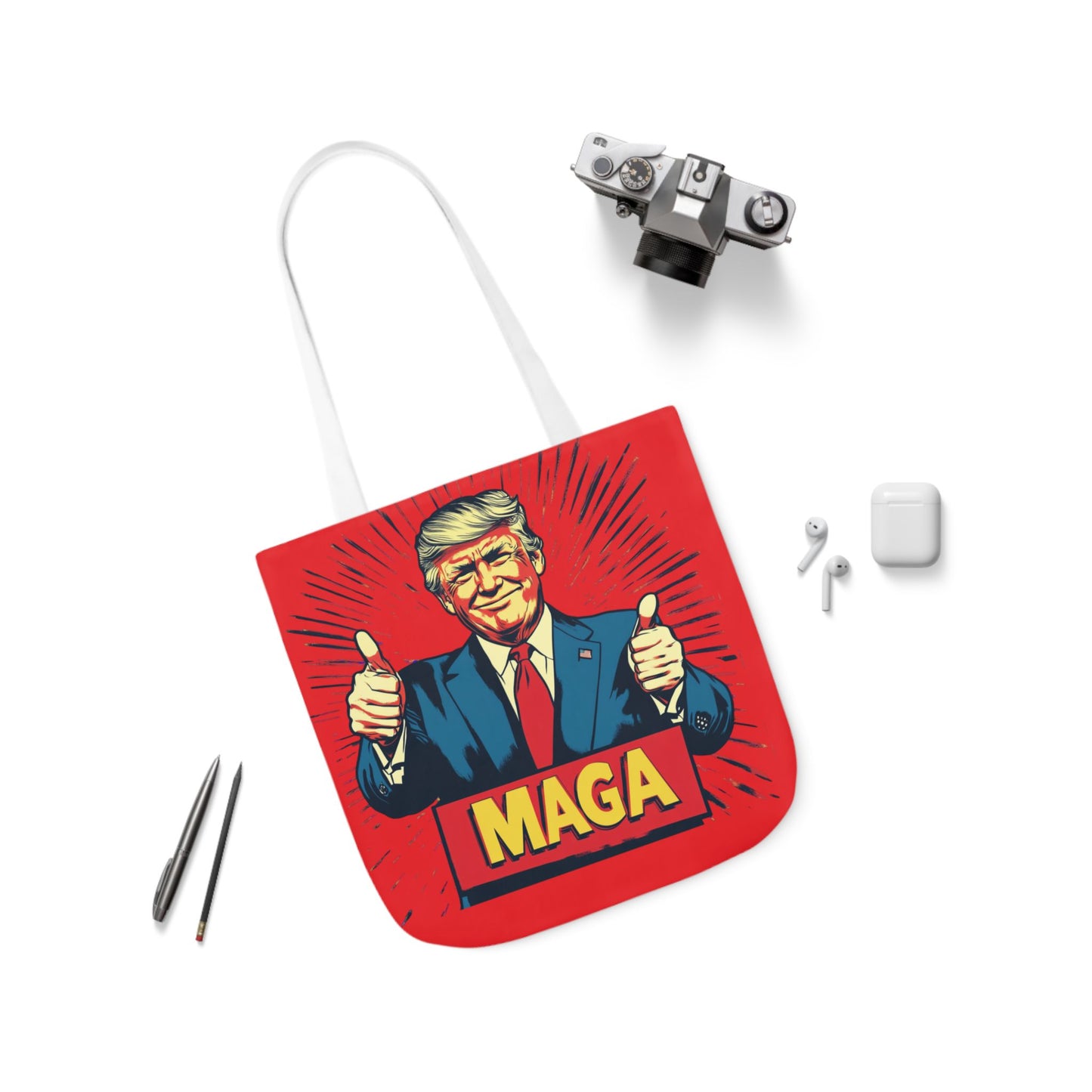 MAGA Canvas Tote Bag with Colorful Straps
