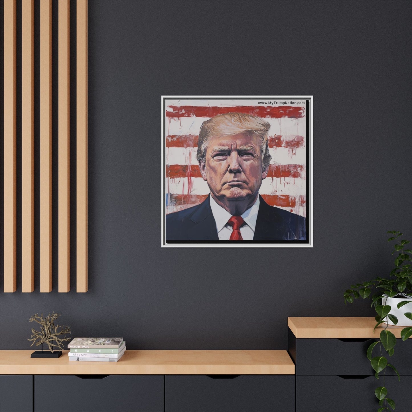 Patriotic Framed Canvas Art - Donald Trump Portrait