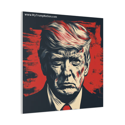 Political Wall Art: Stretched Matte Canvas Featuring Bold Trump Portrait