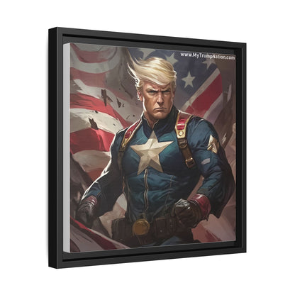 Donald Trump Patriotic Superhero Framed Canvas