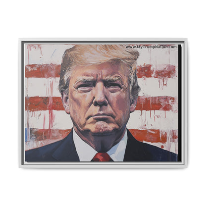 Patriotic Framed Canvas Art - Donald Trump Portrait