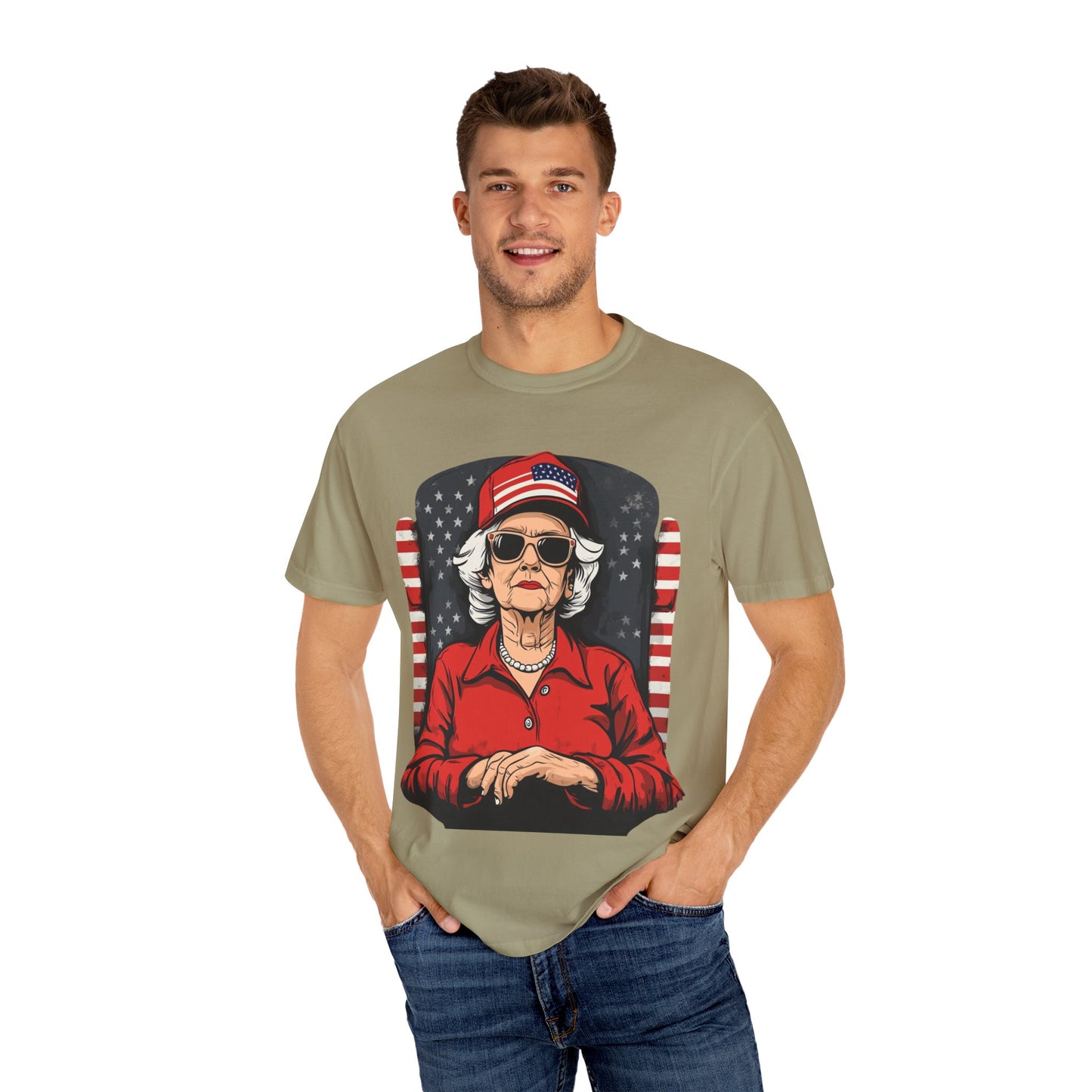 Patriotic Grandma T-Shirt - Unisex Garment-Dyed Tee for Independence Day