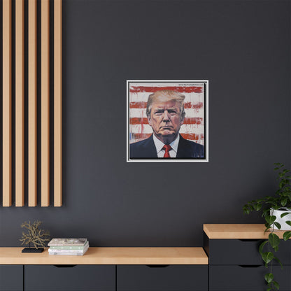 Patriotic Framed Canvas Art - Donald Trump Portrait