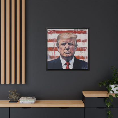 Patriotic Framed Canvas Art - Donald Trump Portrait