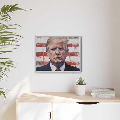 Patriotic Framed Canvas Art - Donald Trump Portrait