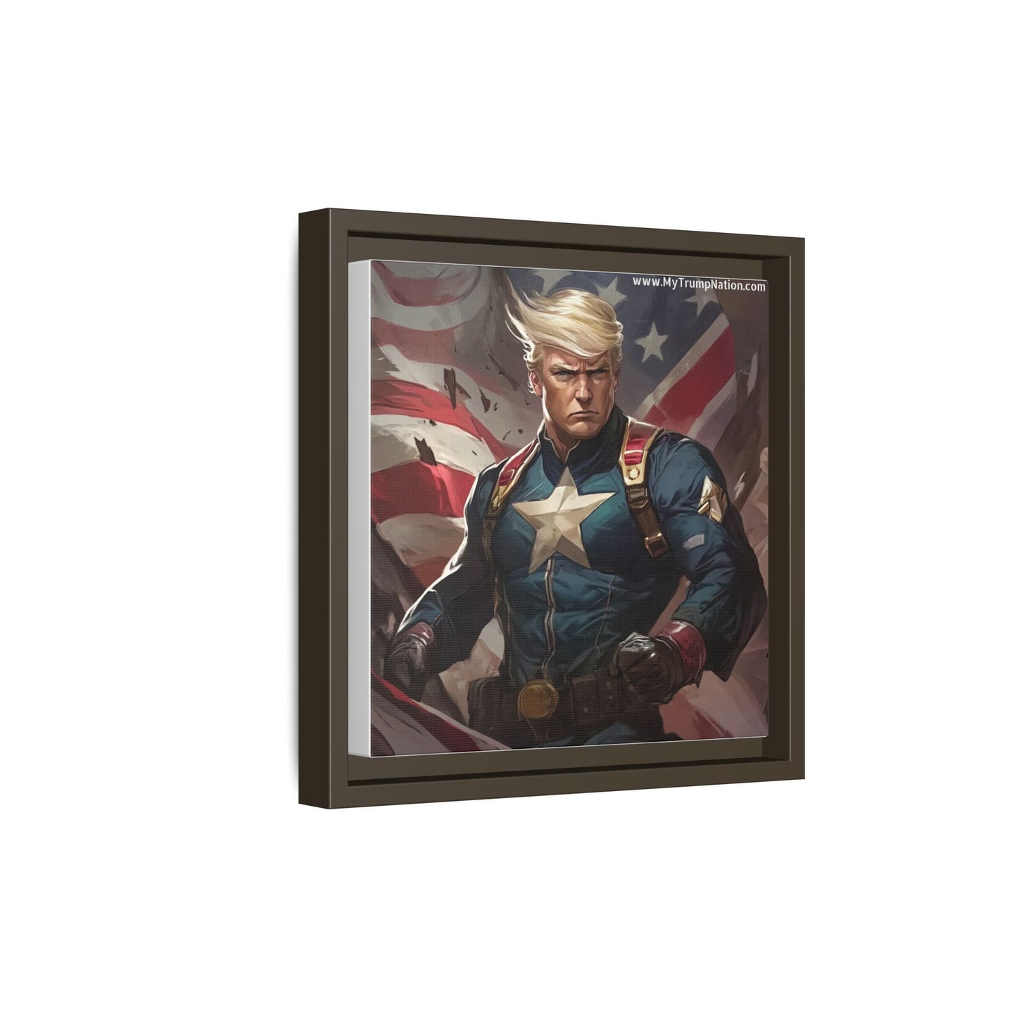 Donald Trump Patriotic Superhero Framed Canvas