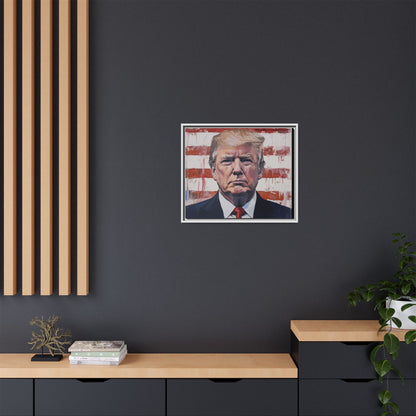Patriotic Framed Canvas Art - Donald Trump Portrait