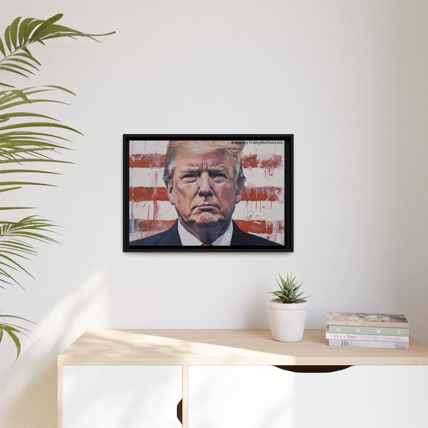 Patriotic Framed Canvas Art - Donald Trump Portrait