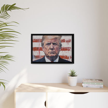 Patriotic Framed Canvas Art - Donald Trump Portrait