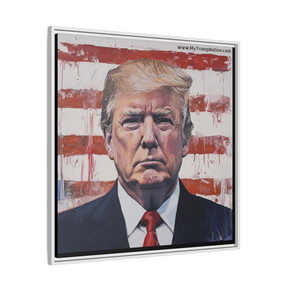 Patriotic Framed Canvas Art - Donald Trump Portrait